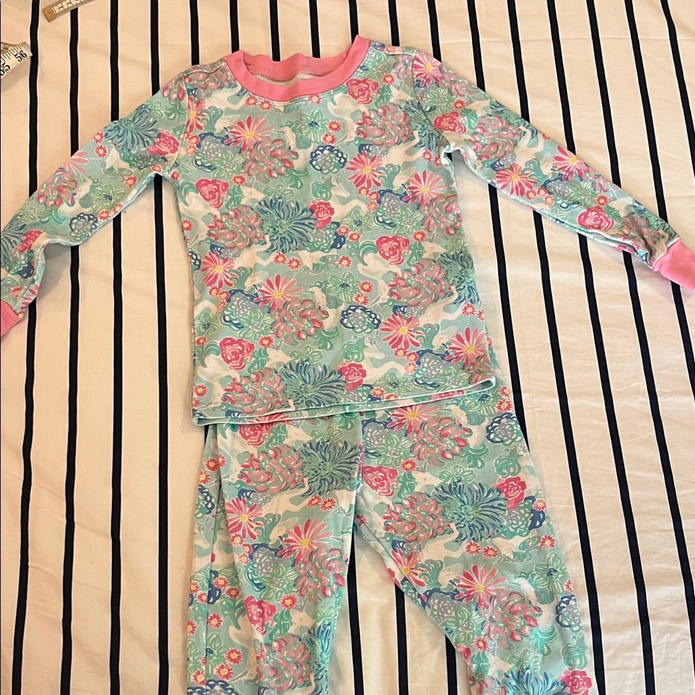 Lilly Pulitzer Kids Floral Unicorn Pajama Set - Pink & Aqua  🦄  Sz 6